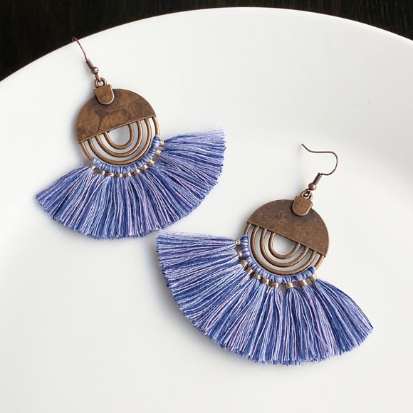 NEW "Nile" Tassel Earrings (Blue) - Picture 3 of 8